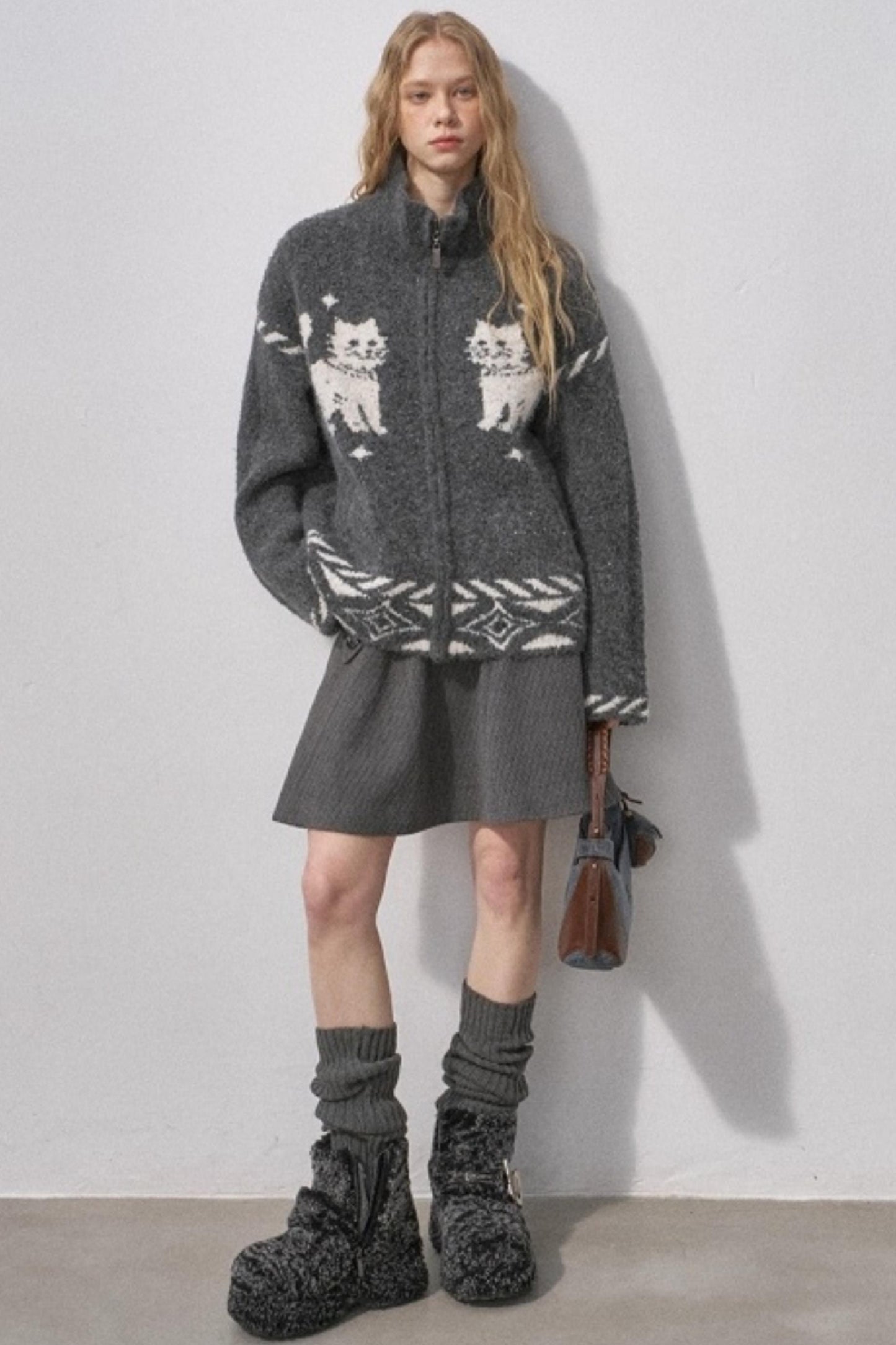 Star Kitty Jacquard Cardigan