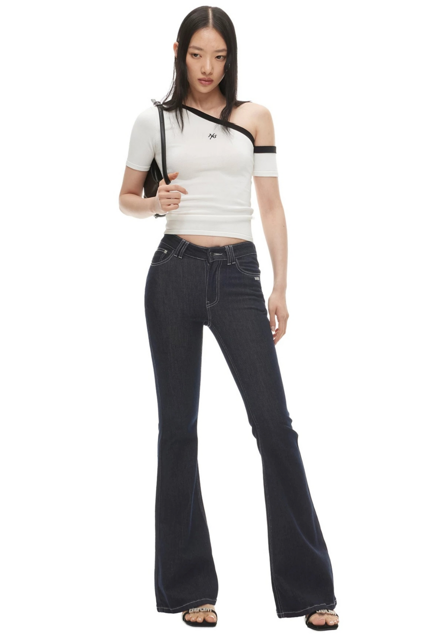 Washed Denim Flared Pants