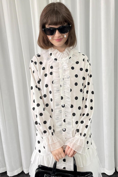 Polka Dot Lace Blouse Top