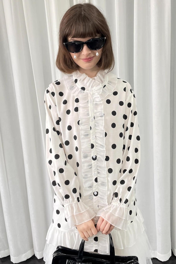 Polka Dot Lace Blouse Top