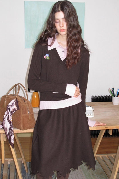 Wooden Tone Wool Skirt