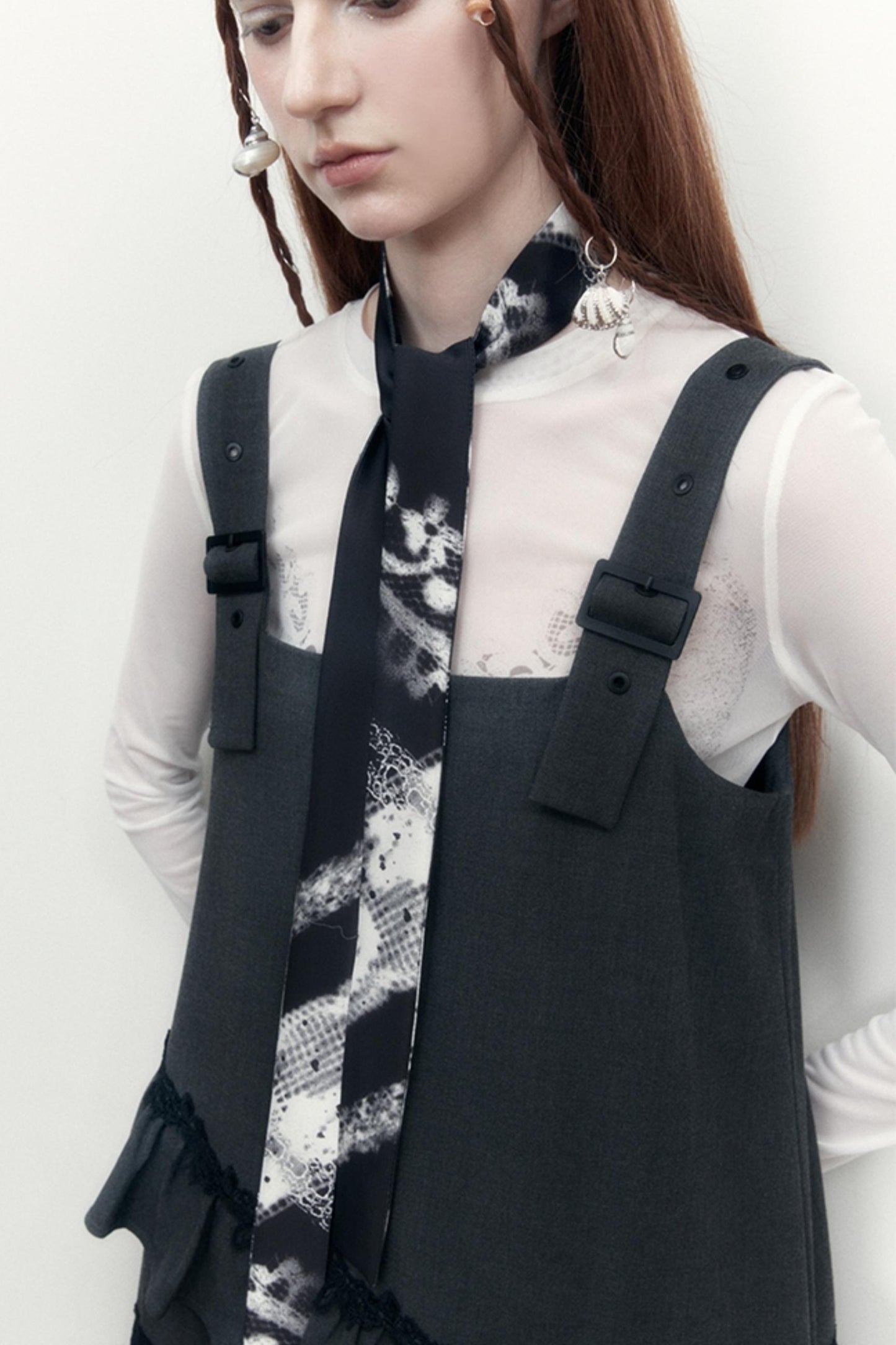 Black White Silk Tie