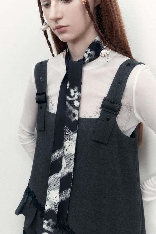 Black White Silk Tie