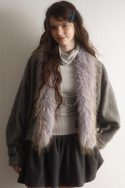 Gray Wool Batwing Coat