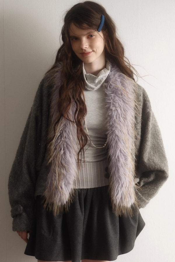 Gray Wool Batwing Coat