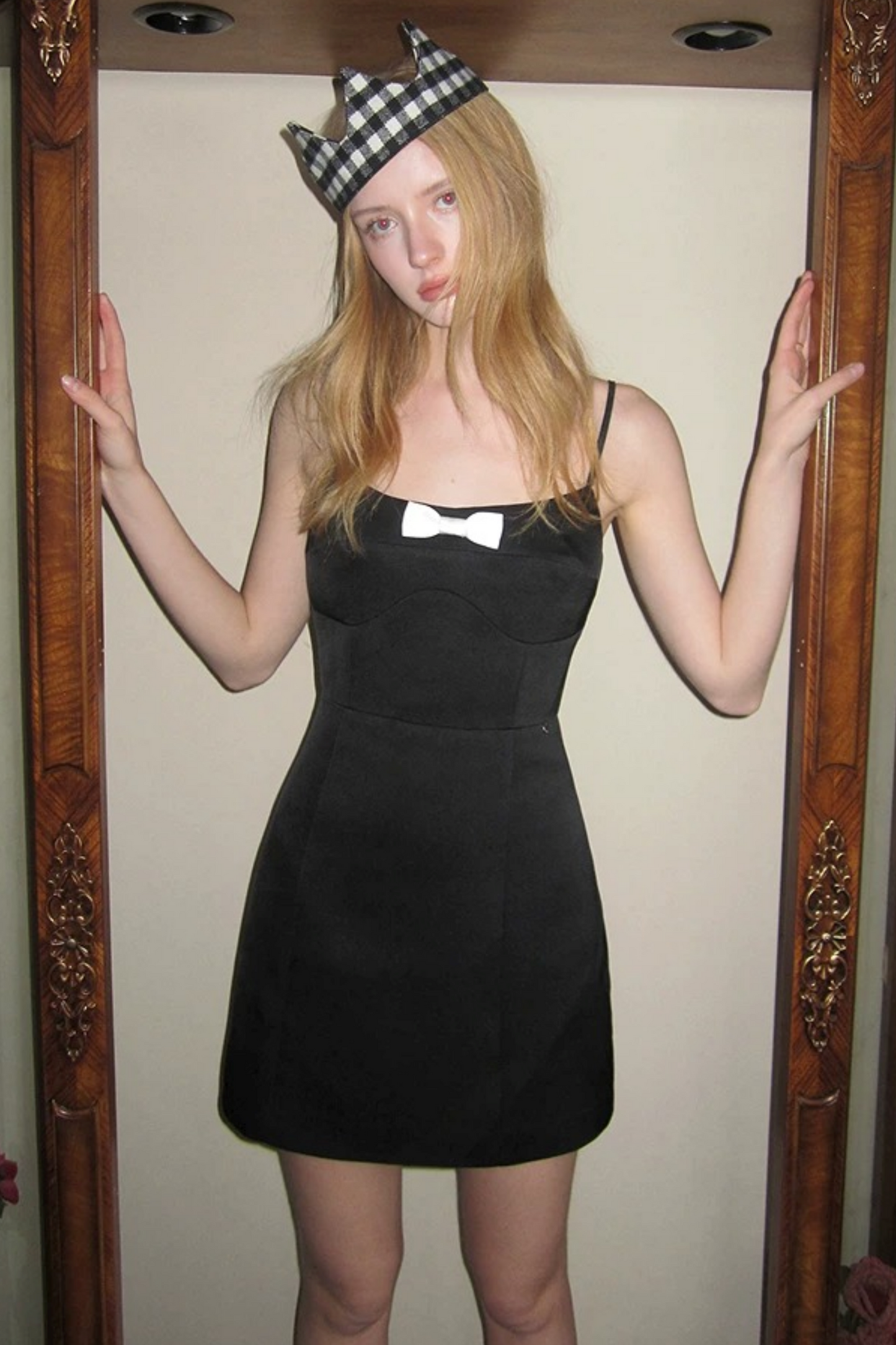 Black Satin Bow Dress