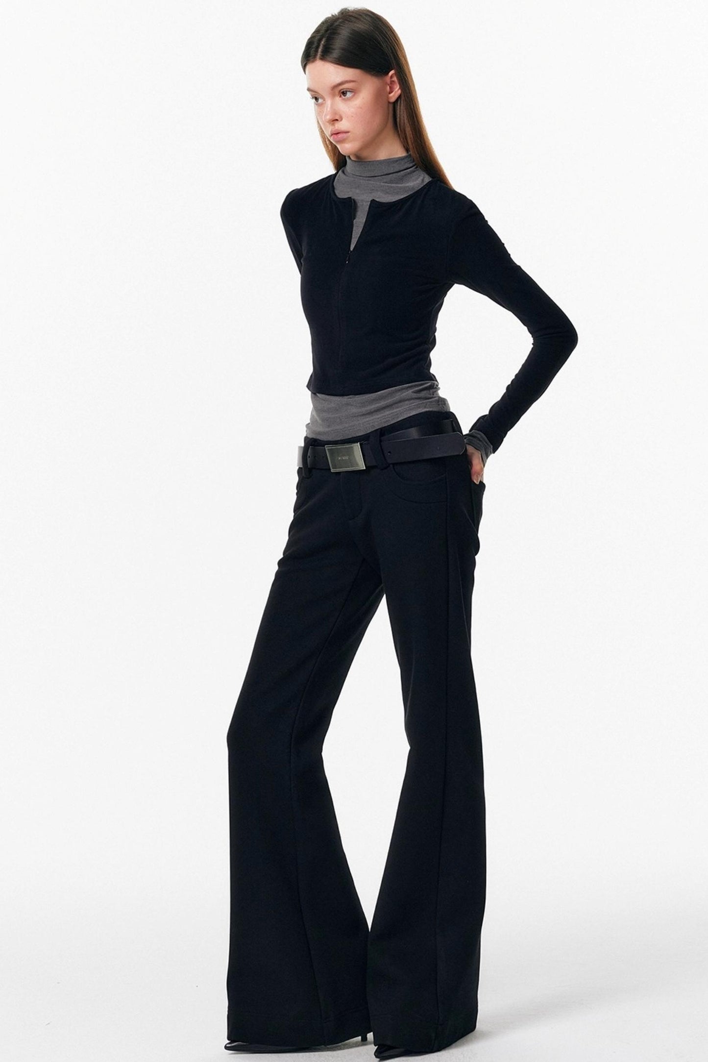 Velvet-Feel Color-Blocked Top