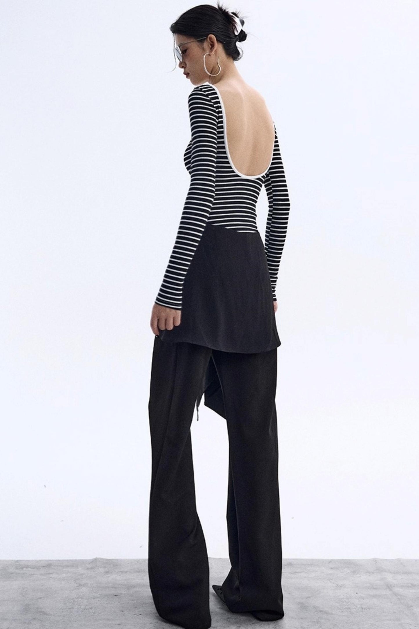 Striped Backless Jumpsuit Design Top