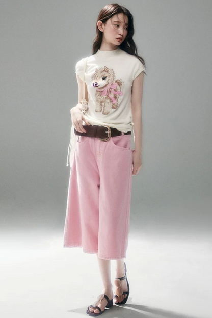 Bow-Tie Jacquard Cotton T-Shirt Set-Up