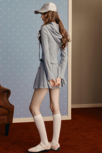 Preppy Style Stretch Slim Skirt & Top Set-Up