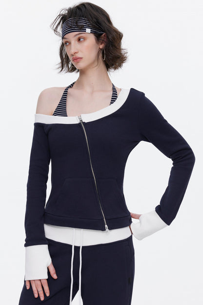 One-Shoulder Color-Blocked Top Set