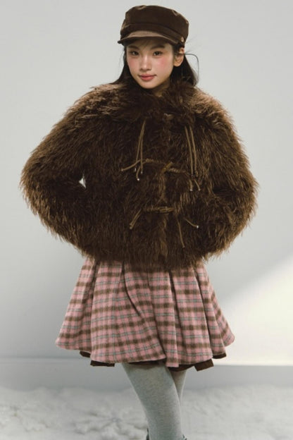 Pink and Brown Plaid Dress Set-Up