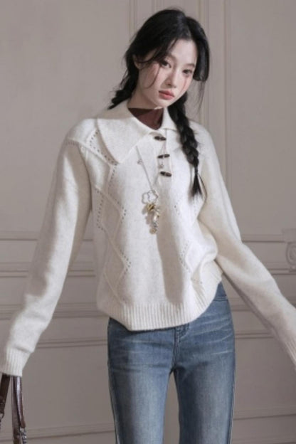 Asymmetrical Collar Knit Sweater