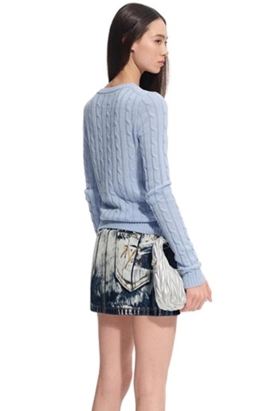 Cashmere Wool Cable Knit Top