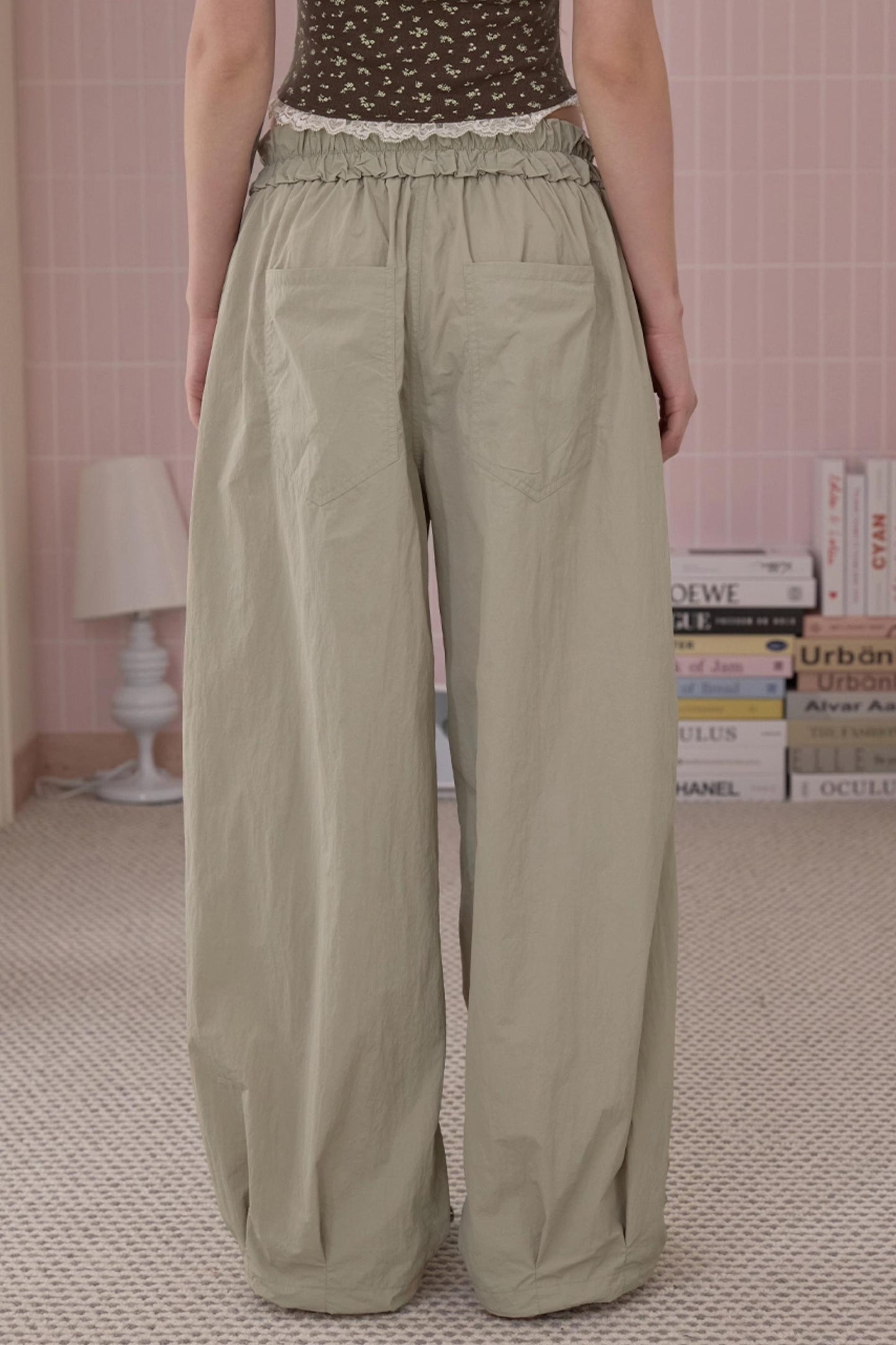 Loose Pleated Parachute Pants
