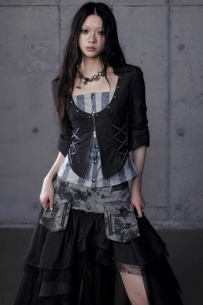 Vintage Punk Court Slim Print Long-Sleeved Shirts