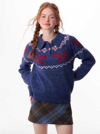 Soft and thick Fair Isle polo neck sweater