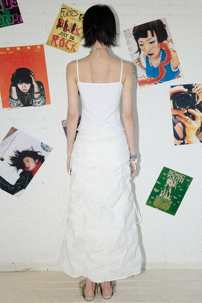 White Pleated A-Line Skirt