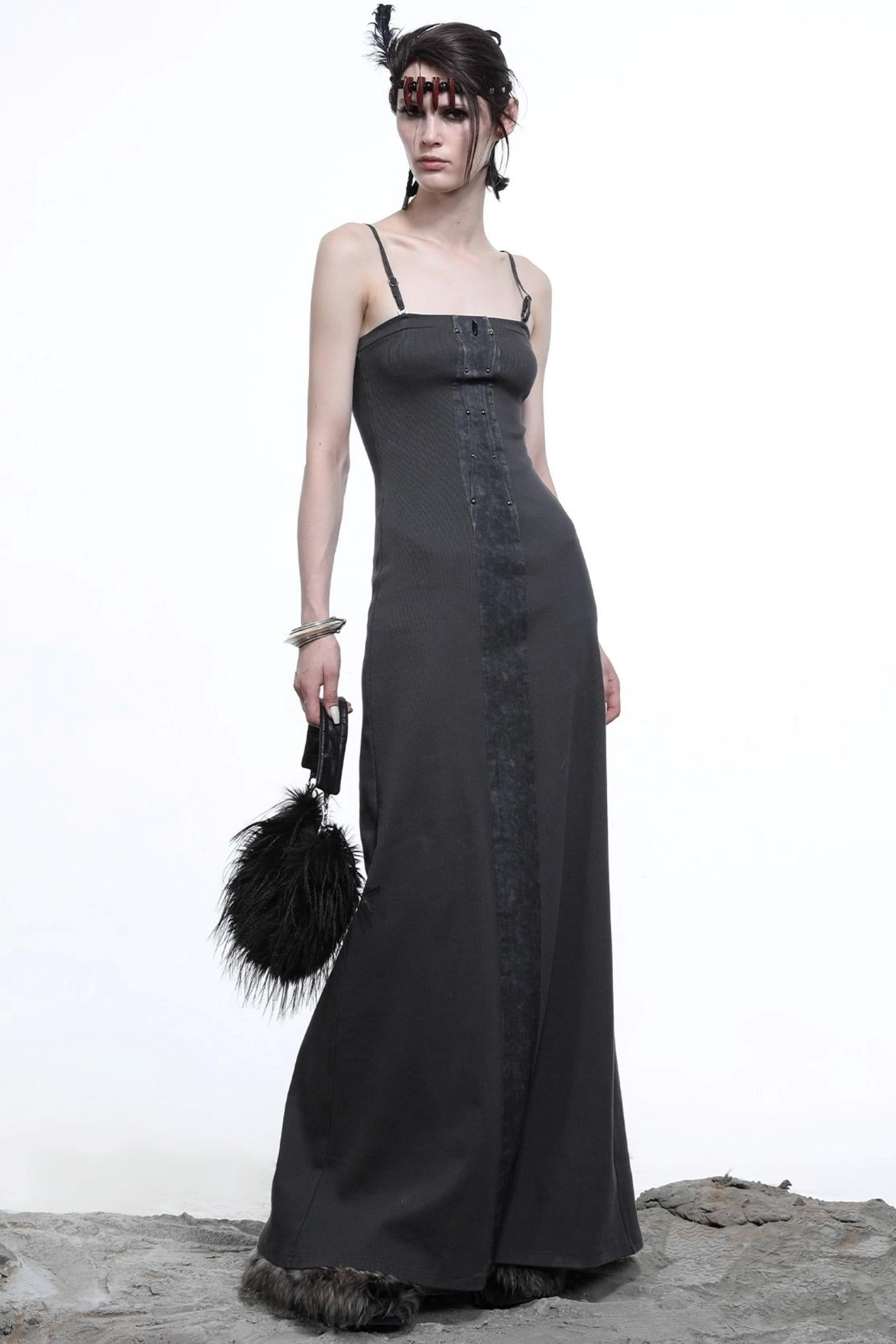 Patchwork Slim Slip Dress