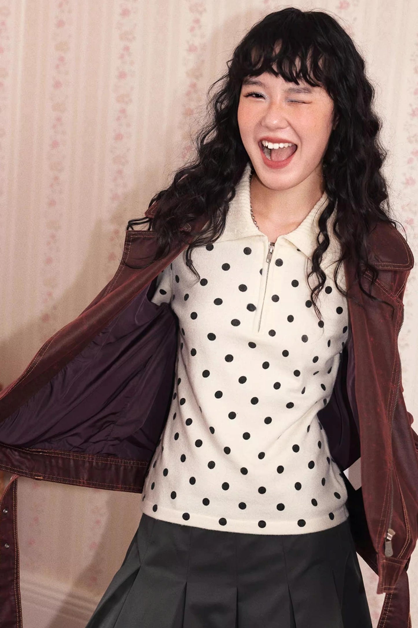 Lapel Cropped Leather Jacket