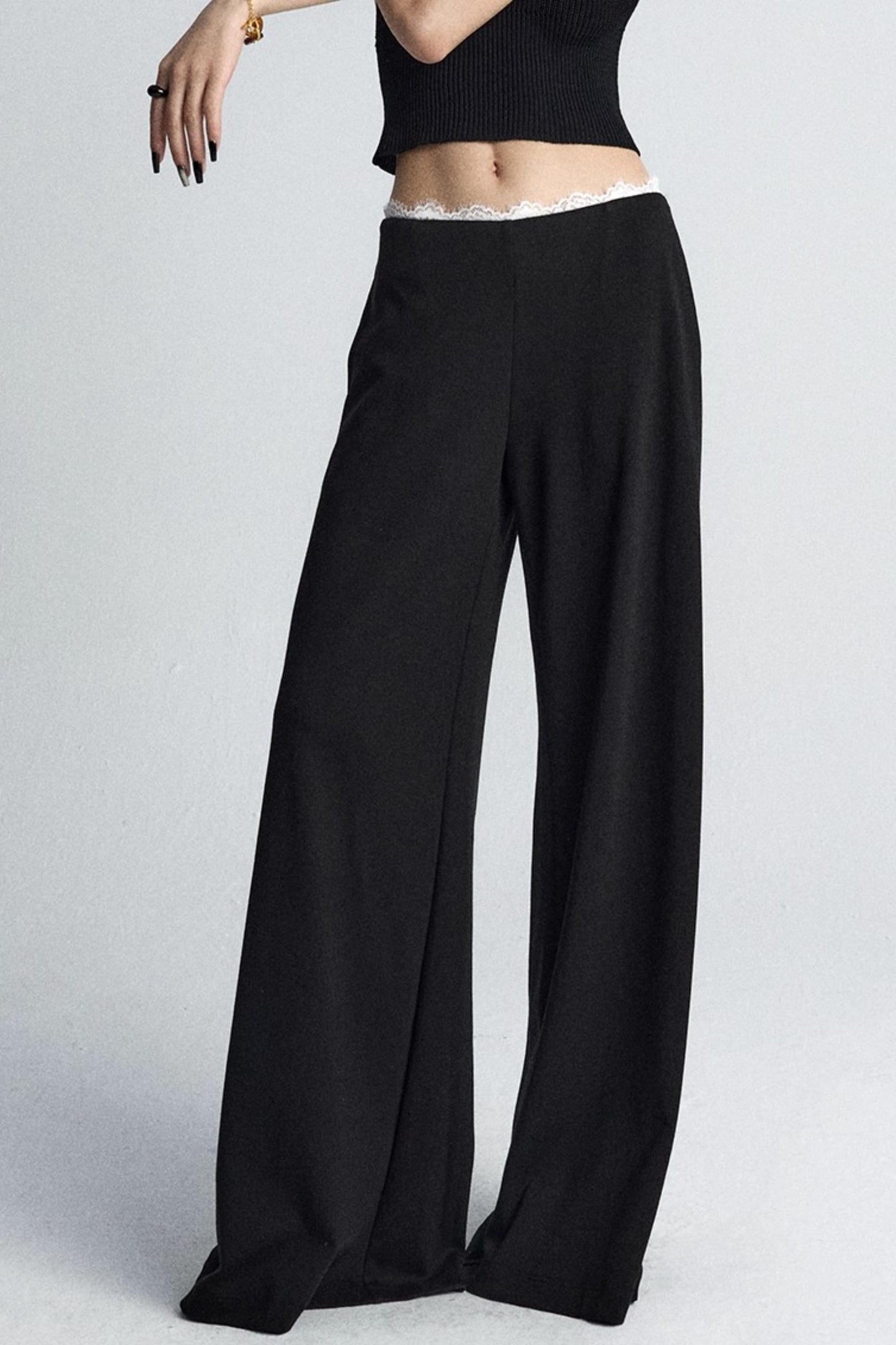 Summer Lace Draped Wide-Leg Pants