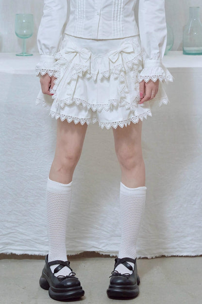 Lace Trim Bow Cake Skirt