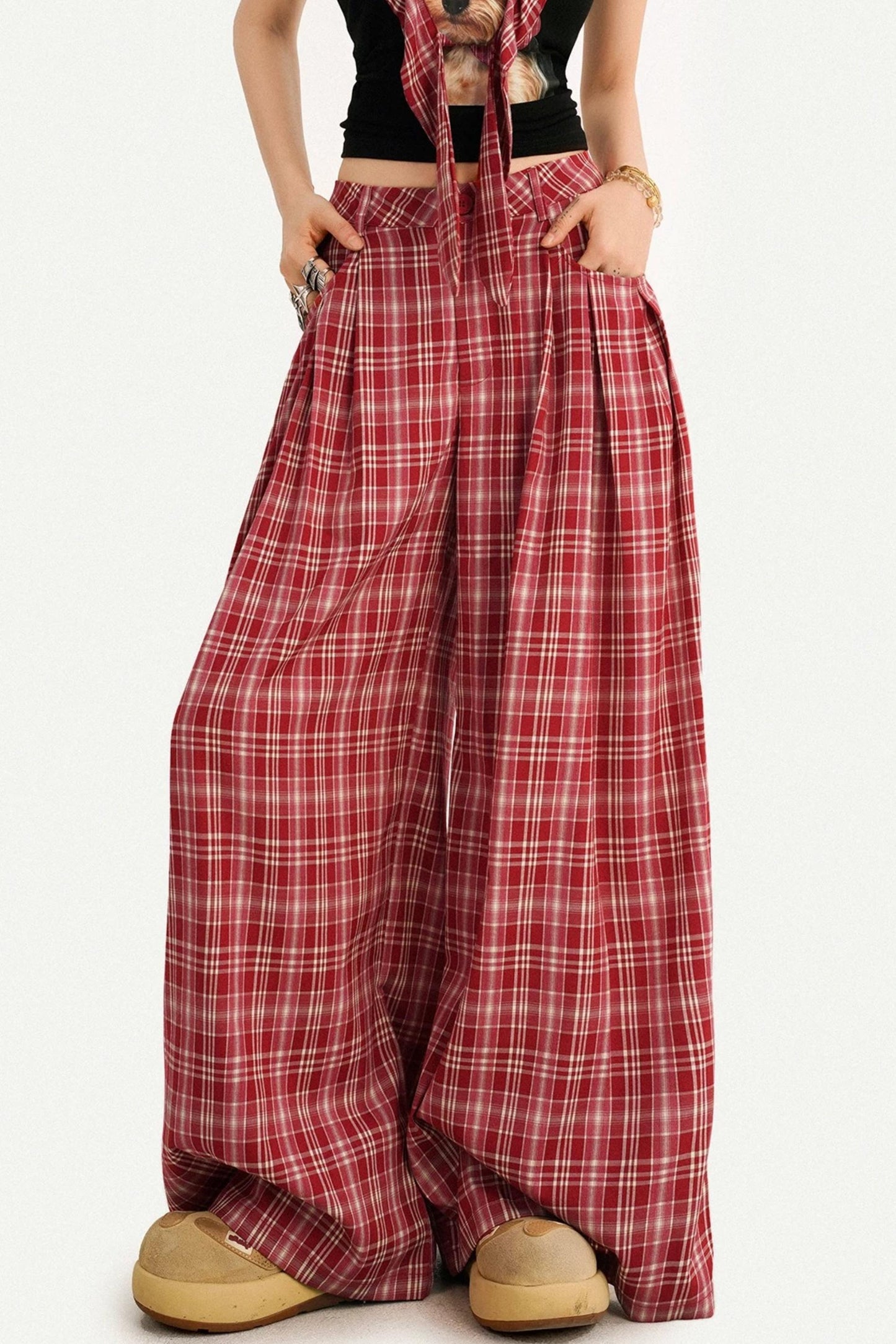 American Retro Plaid Pants