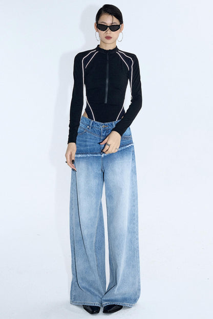 Reflective Stripe Biker Jumpsuit Top