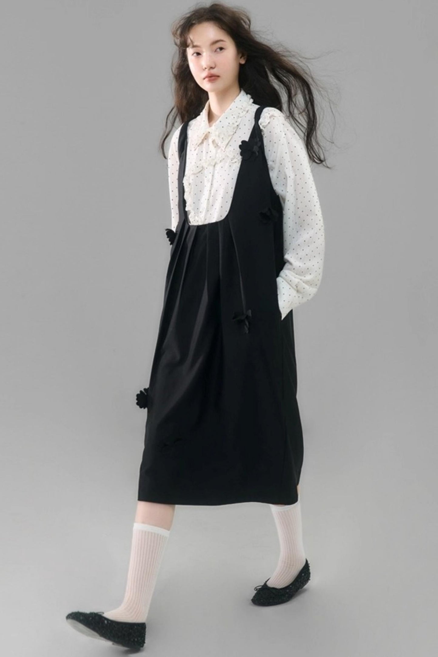 Flower Twisted Strap Suspender Dress