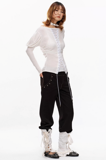 Retro Knit Off-Shoulder Top