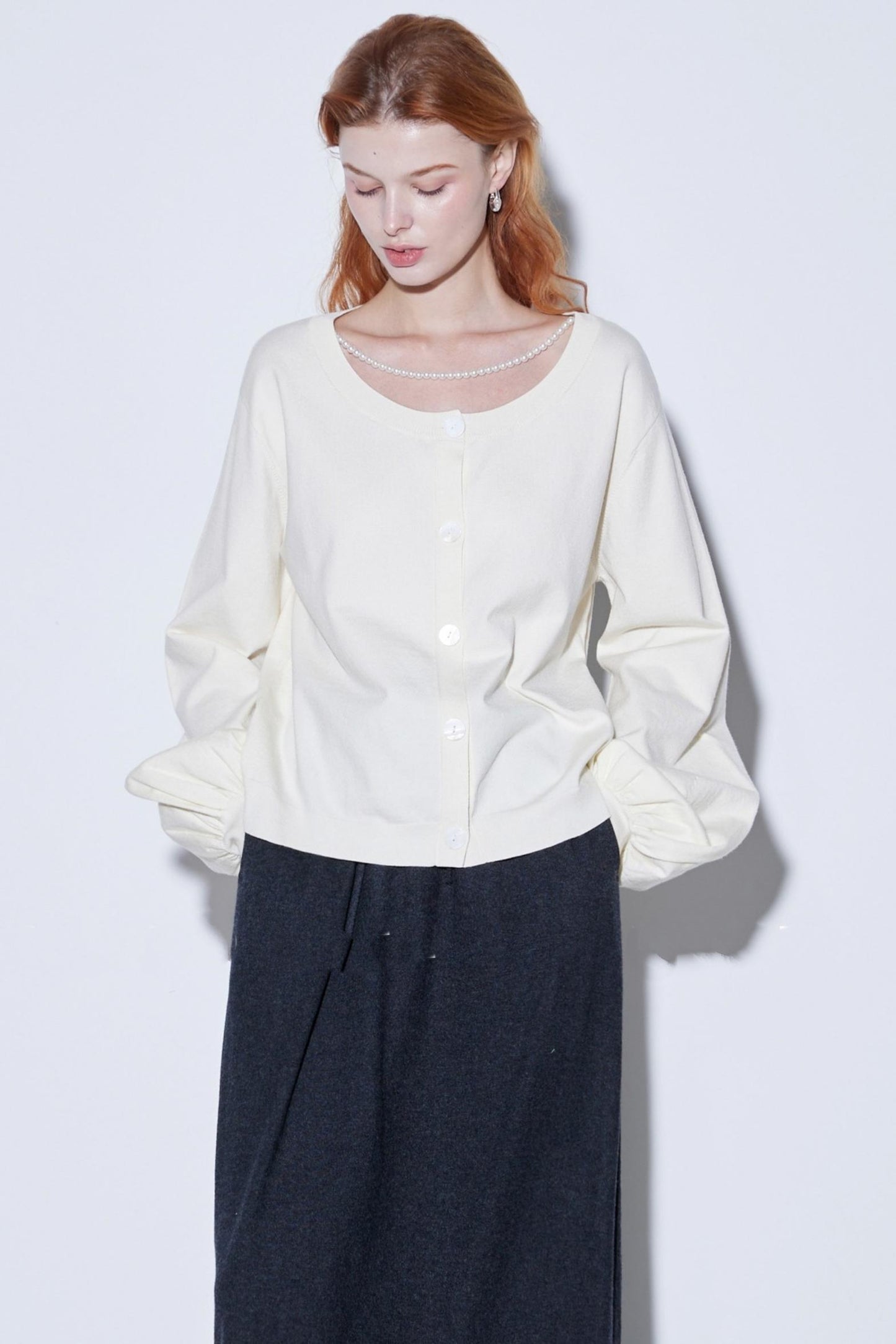 Custom Pearl Silk Cardigan