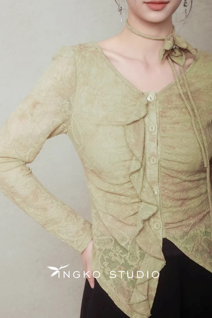 Spring Bud Green Floral Top