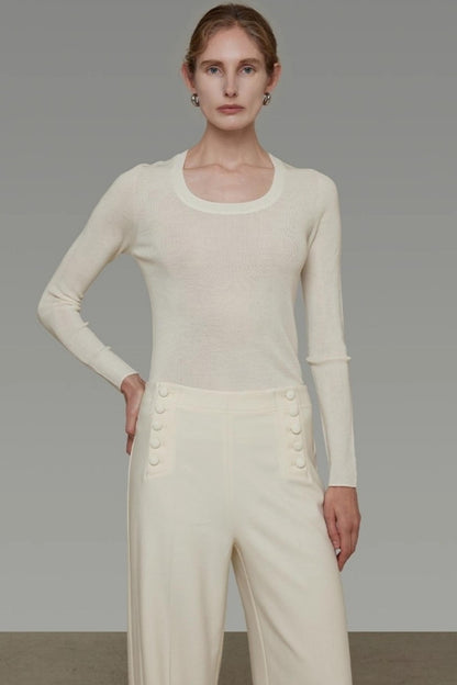 U-Neck Wool Slim Sweater