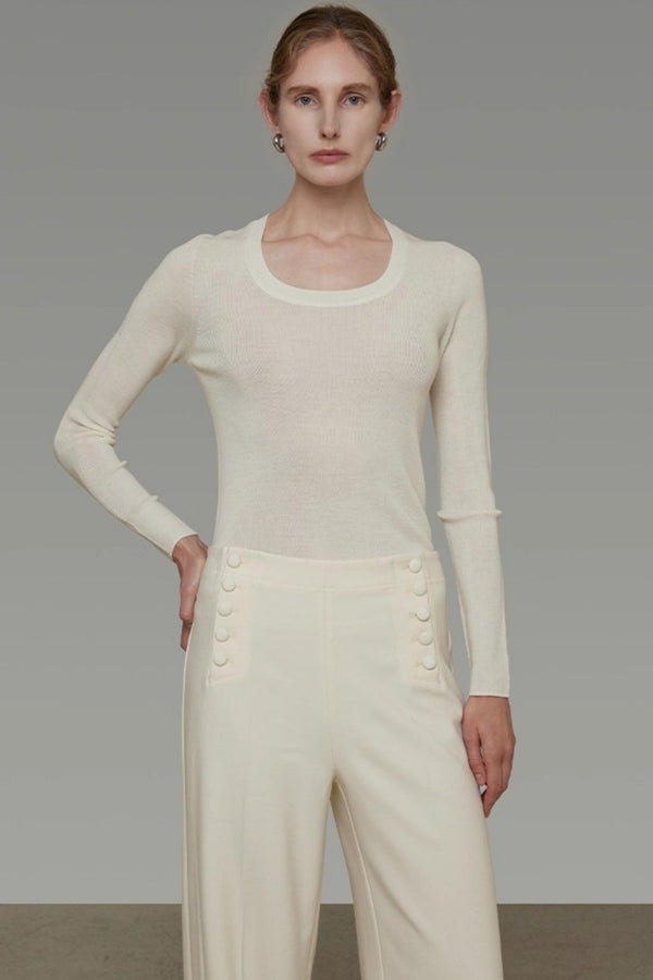 U-Neck Wool Slim Sweater