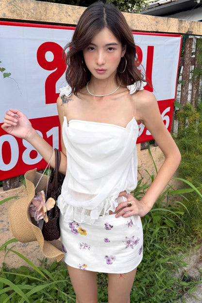 Silk Halter Top & Skirt Set-Up