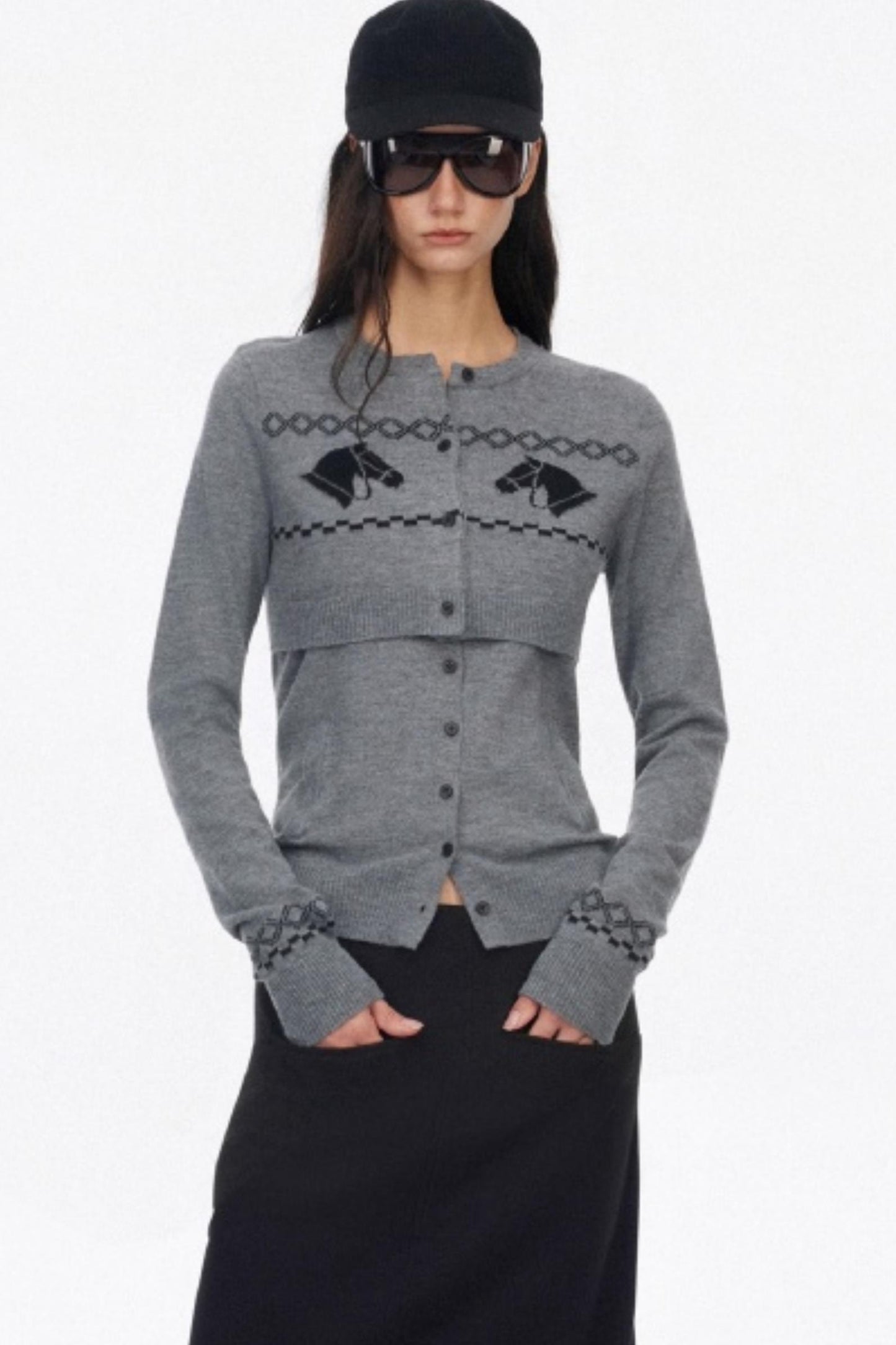 Two Piece Wool Knit Cardigan Set-Up