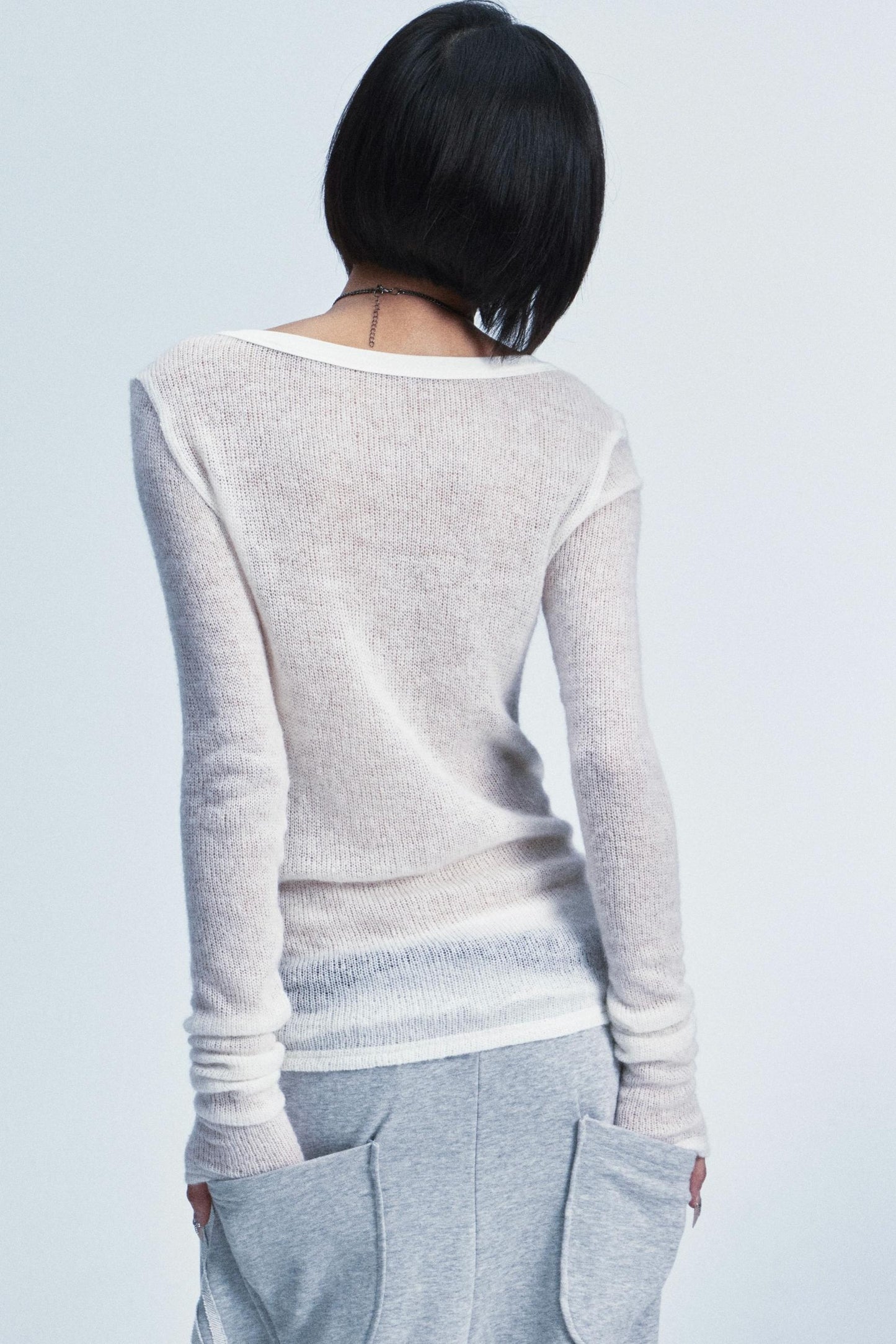 Knitted Mesh Rivet Sweater