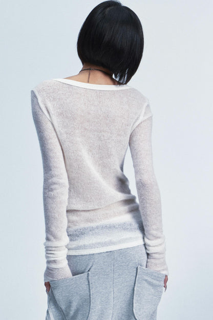 Knitted Mesh Rivet Sweater