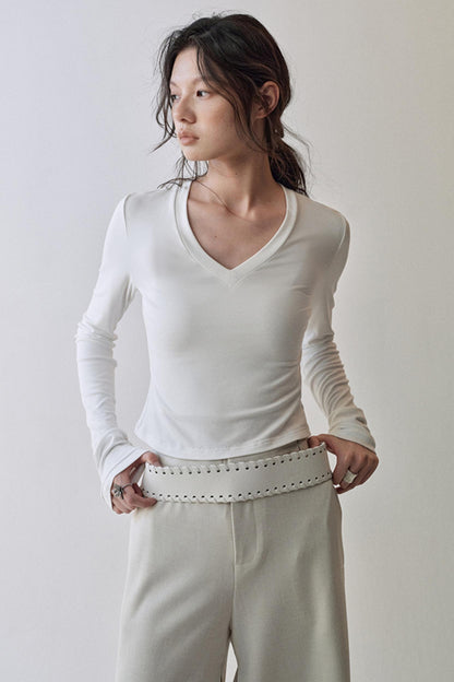 Elegant V Neck Flower T-Shirt