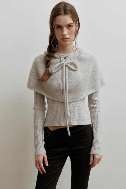 Pearl Gray Knit Cape