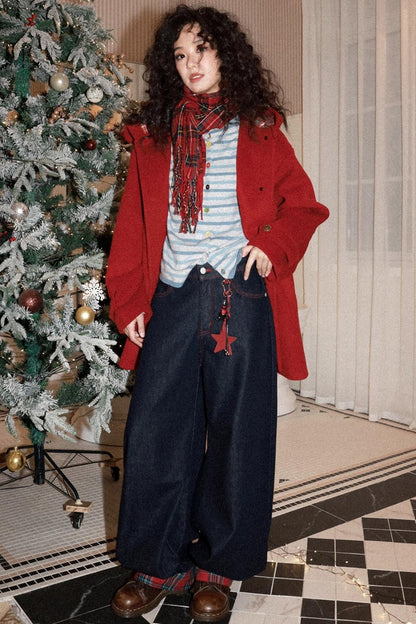 Patchwork Retro Denim Pants Set-Up