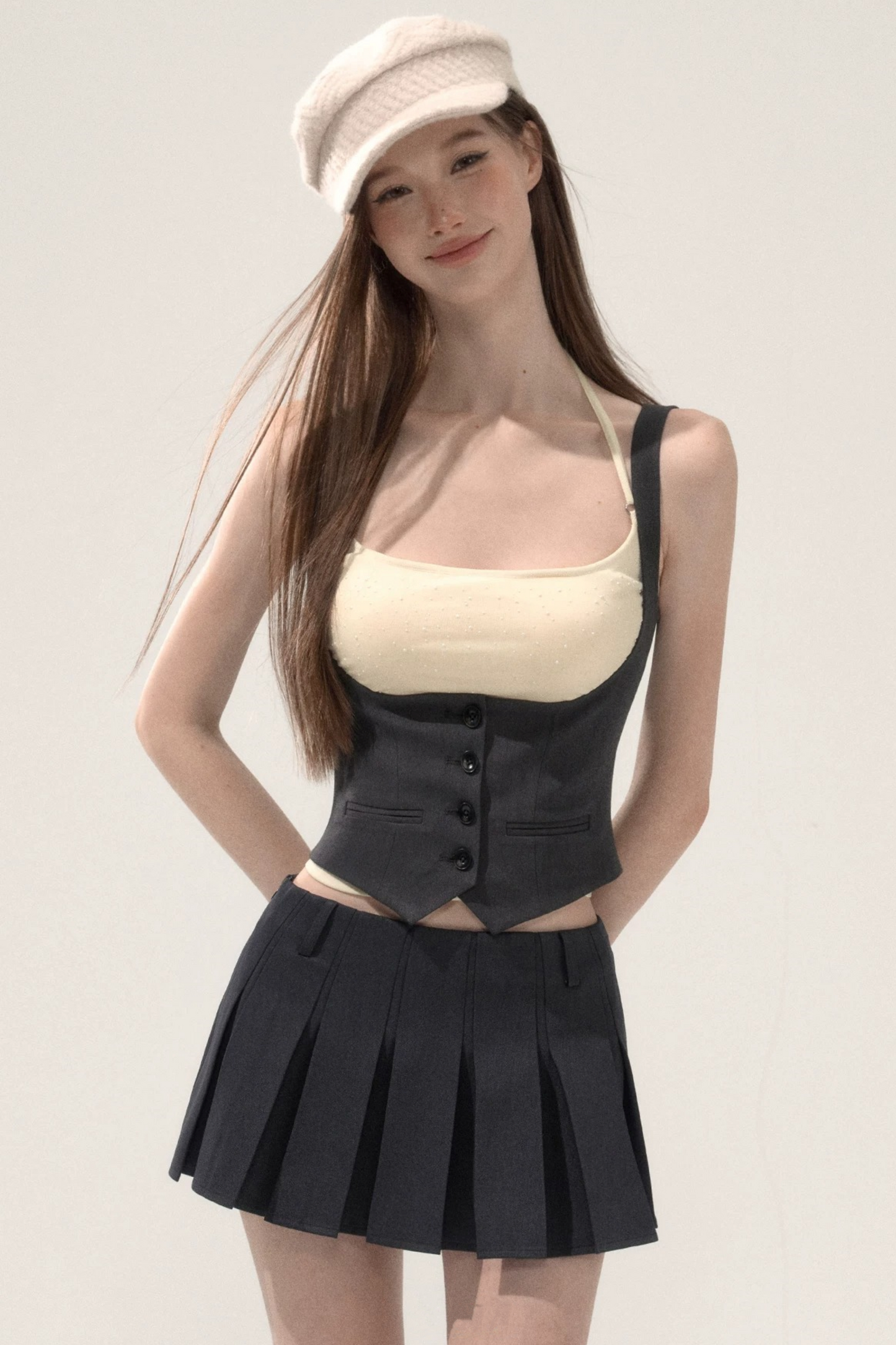 Pleated Low Waist Skirt