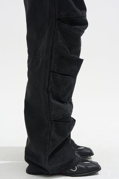 Layered Split Dirty Jeans