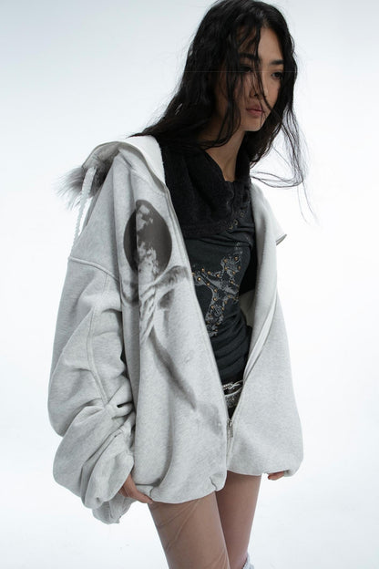 Polar Fleece Oversize Fur Collar Jacket