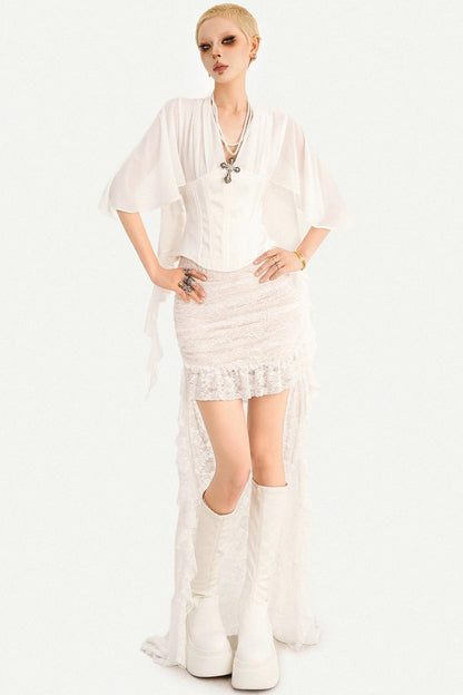 French Ribbon Mesh Blouse