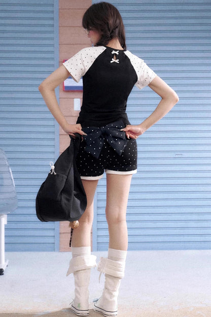 Playful Polka Dot Peplum Shorts
