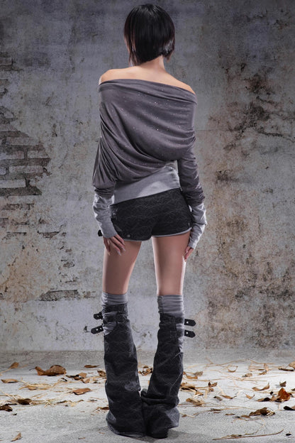 Original Irregular One-Shoulder Knitted Top