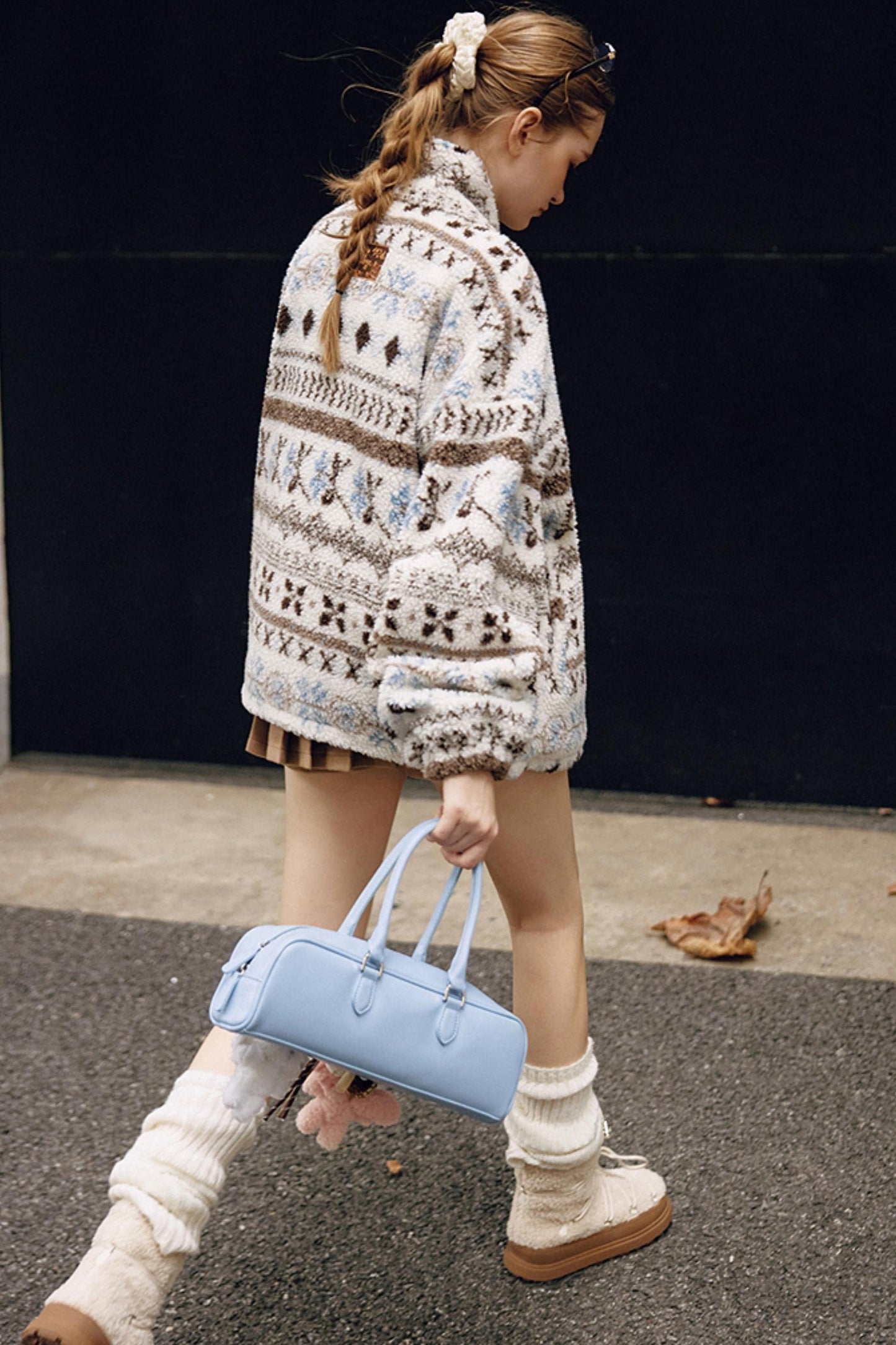 Blue-Brown Fair Isle Cardigan Coat