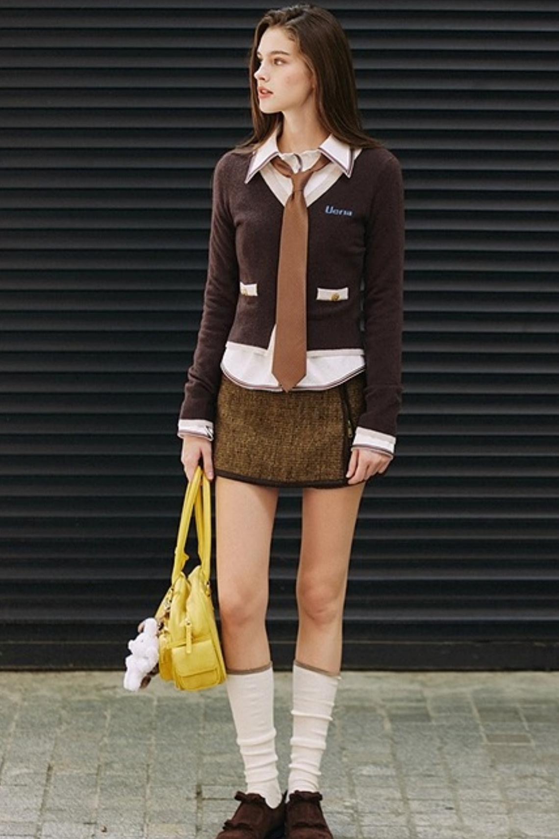 Coffee-Colored Wool Cardigan