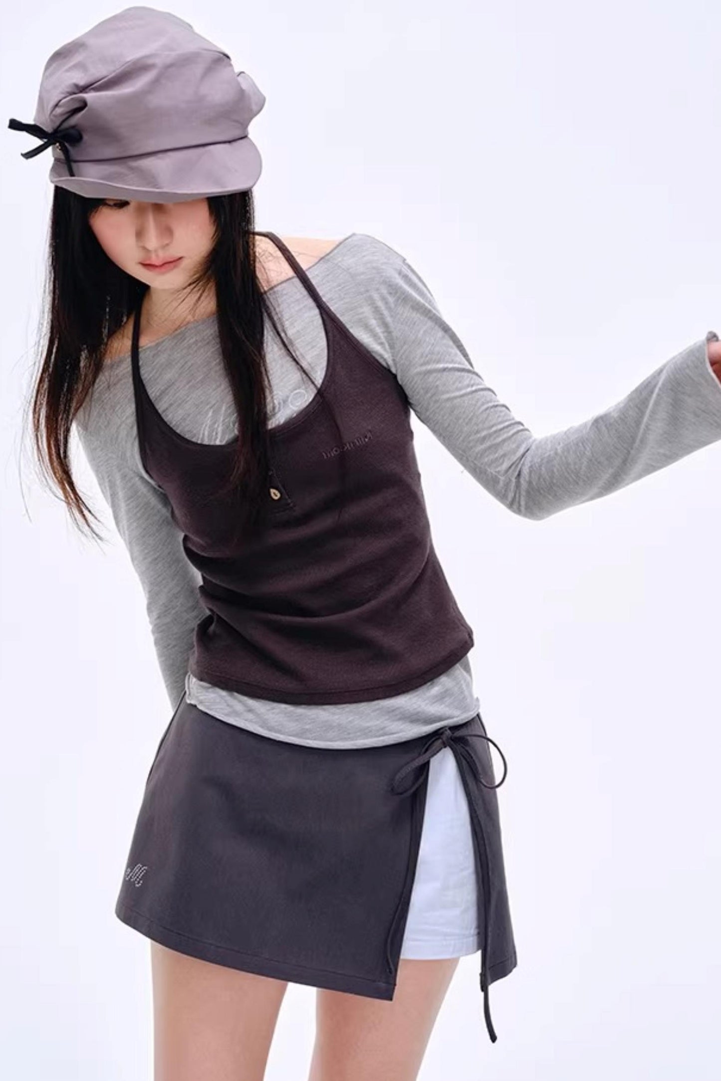 Side Slit Bow Pants Skirt